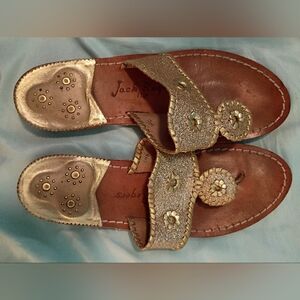 Jack Rogers Metallic Gold on Gold Sandals EUC 9
